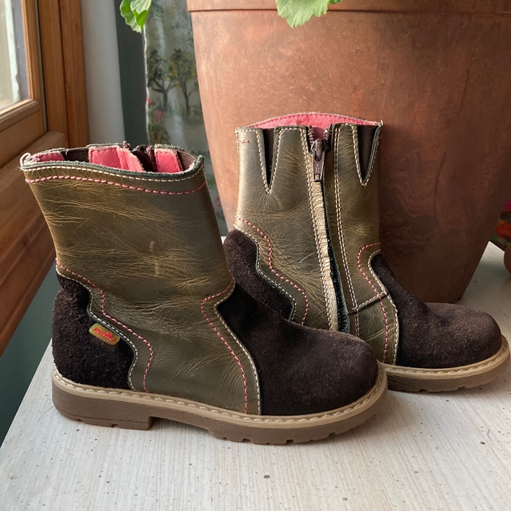 Leather and Suede Toddler Girl Boots
